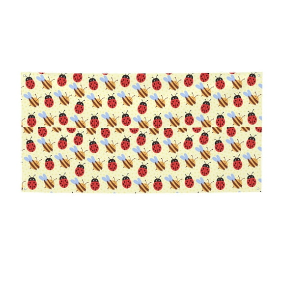 Salouo Ladybug And Bee Pattern Holiday Banner Outside Party Decoration Banner (1PC) Festival Supplies Fit for Birthday Parties & Celebrations & Chrismas-Small