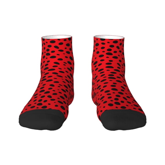 Salouo Ladybug Dotted Pattern Unisex Middle Tube Socks,Middle-Finger Knee High Socks Over The Calf Tube Stocking Crew Stockings for Women and Men Tube Socks