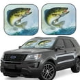 thumbnail image 1 of Salouo Largemouth Bass jumps out of water Pattern Car Windshield Sun Shade Foldable | Front Windshield Shade for Sun, Heat and UV Rays | Interior Sun Protection-Small, 1 of 6