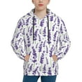 thumbnail image 1 of Salouo Lavender Flowers Pattern Hoodie Sweatshirt for Youth, Fall Pullover Hoodie Sweatshirt Long-Sleeve Pullover Hooded Sweatshirt-Small, 1 of 6