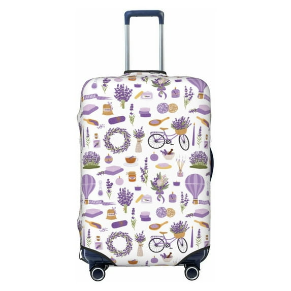 Salouo Lavender Flowers Pattern Travel Dust-proof Suitcase Cover, Softside Suitcase Protector Luggage Cover Protector for 18-32inch ,Not Included Suitcase