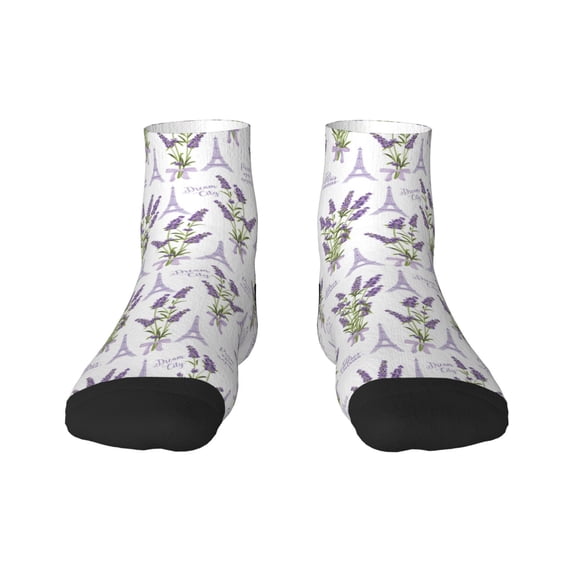Salouo Lavender Flowers Pattern Unisex Middle Tube Socks,Middle-Finger Knee High Socks Over The Calf Tube Stocking Crew Stockings for Women and Men Tube Socks