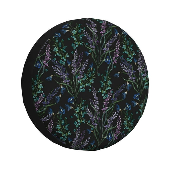 Salouo Lavender Flowers Print Spare Tire Cover 14-17 inch Spare Tire Protector Universal Tough Tire Wheel Cover for Trailer SUV and Truck-15 inch