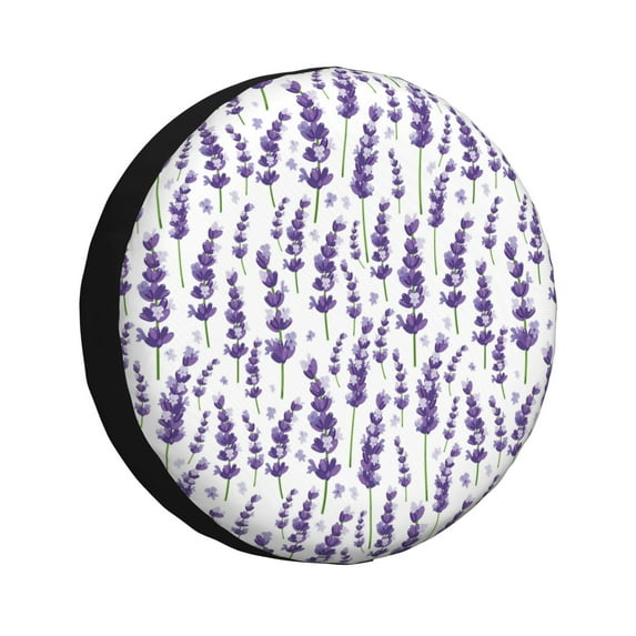Salouo Lavender Flowers Print Spare Tire Cover 14-17 inch Spare Tire Protector Universal Tough Tire Wheel Cover for Trailer SUV and Truck-16 inch