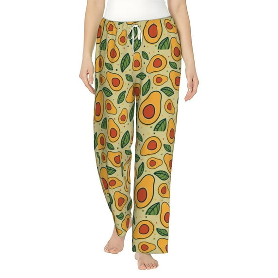 Salouo Leaves Avocado Print Women's Pajama Pants Casual Loose Sweatpants PJs Flowy Pants Drawstring Palazzo for Women Wide Leg Pants Lounge Pajama -Small