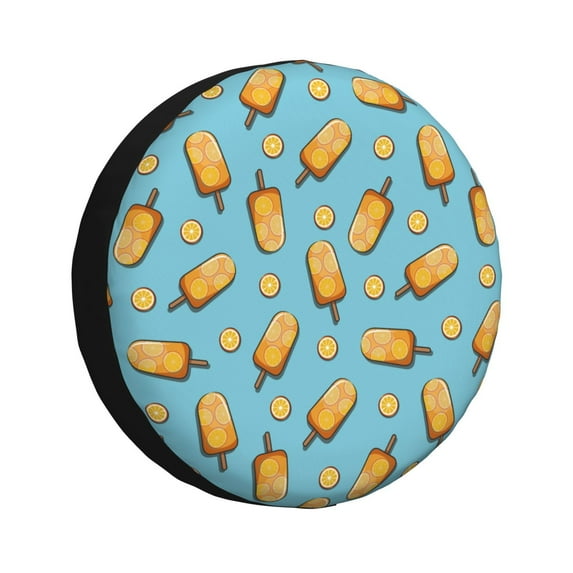 Salouo Lemon Ice Cream Print Spare Tire Cover 14-17 inch Spare Tire Protector Universal Tough Tire Wheel Cover for Trailer SUV and Truck-16 inch