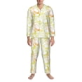 thumbnail image 1 of Salouo Lemon Potatoes Print Button-Front Long Sleeve Pajama Set for Men, Soft 2Pjs Men's Long Sleeve Sleepwear -Medium, 1 of 7