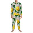thumbnail image 1 of Salouo Lemon1 Print Button-Front Long Sleeve Pajama Set for Men, Soft 2Pjs Men's Long Sleeve Sleepwear -Large, 1 of 7