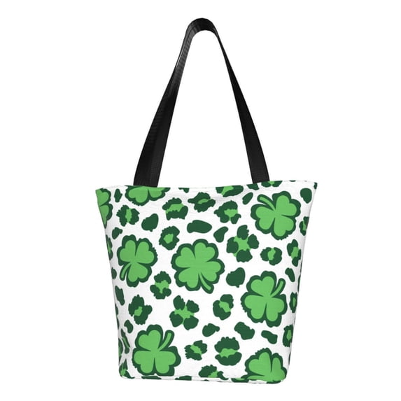 Salouo Leopard print St. Patrick's Day for Shoppers Tote for Women Foldable Handbags with Big Capacity Casual One-Shoulder Shopping Bag Hobo Bags Fit for Office/Shopping/Park