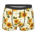 thumbnail image 1 of Salouo Light Green Plaid Sunflower Print Men's Boxer Briefs,Breathable Underwear Elastic Waistband Briefs for Men -Small, 1 of 8