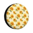 Salouo Light Yellow Plaid Sunflower Print Spare Tire Cover 1417 inch