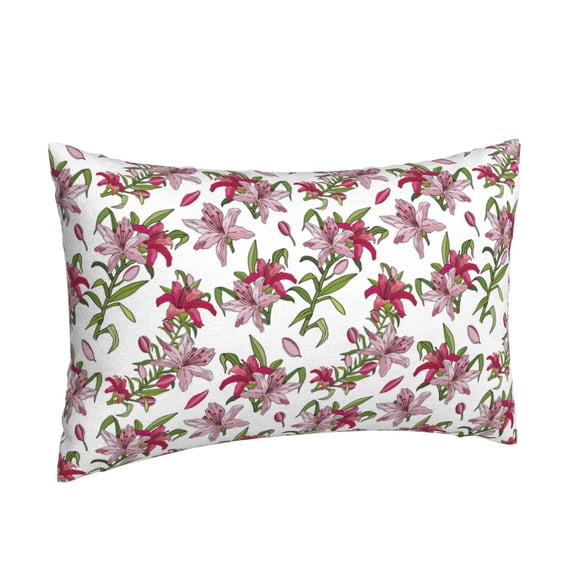 Salouo Lilies Flowers Print Print Pillow Case Cover,Wrinkle-Free Bed Pillow Cover Pack of 1 Home Decor Fade-Resistant and Stain-Resistant ,Pillows Not Included -16"x24"