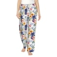 thumbnail image 1 of Salouo Lilies Flowers Print Women's Pajama Pants Casual Loose Sweatpants PJs Flowy Pants Drawstring Palazzo for Women Wide Leg Pants Lounge Pajama -Small, 1 of 8