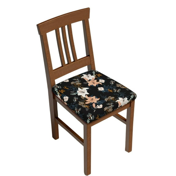 Salouo Lilies Flowers for Chair Covers,Washable Seat Covers for Dining Room Chairs Seat Protector for Home, Hotel, Banquet-Two Pieces