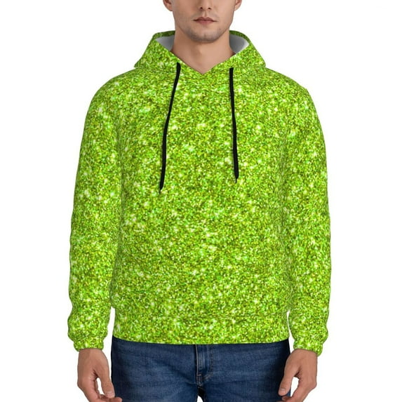 Salouo Lime green glitter Pattern Men's Fall Hoodie Sweatshirt,Sport Hoodie with Pockets for Men Pullover Casual Hooded Sweatshirt-3X-Large