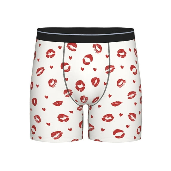 Salouo Lips Kiss Pattern Men's Boxer Briefs, Soft & Breathable Underwear Elastic Waistband Briefs for Men,1-Pack