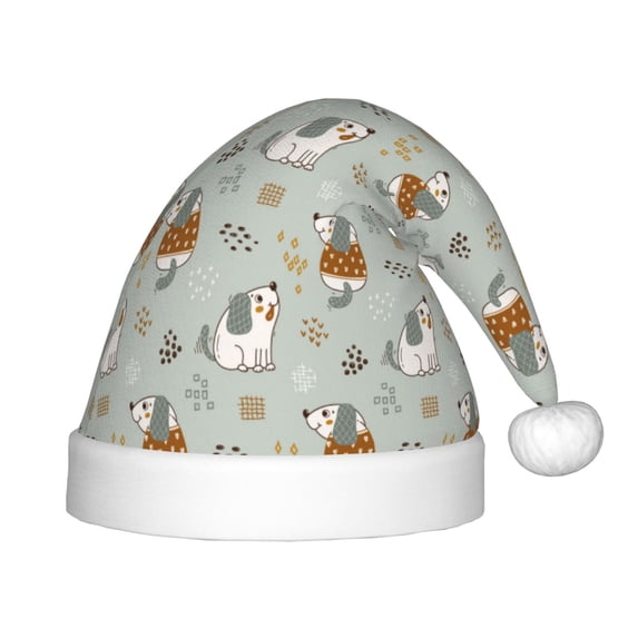 Salouo Little Puppies for Christmas Hat for Kids Xmas Holiday Hat Santa Hat for Boys & Girls Festive Headwear Accessories Fit for Christmas/ New Year/Holiday/Party