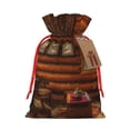 thumbnail image 1 of Salouo Log Cabin Inside Print Drawstring Christmas Gift Bag,Xmas Gift Bags Holiday Gift Wrapping Drawstring Gift Pouch with Tag Holiday Gift Bags Party Favor Bags,1PCS-Medium, 1 of 9