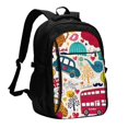 Salouo London Symbols Pattern Extra Large Travel Laptop,Backpack with