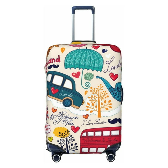Salouo London Symbols Pattern Travel Dust-proof Suitcase Cover, Softside Suitcase Protector Luggage Cover Protector for 18-32inch ,Not Included Suitcase