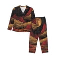 thumbnail image 1 of Salouo Lunar Mountains Golden Rivers Pattern Women's Pajamas Set Long Sleeve Button Down Sleepwear Soft Pj Lounge Sets for women 2 Piece Pjs Set with Long Pants -Large, 1 of 8