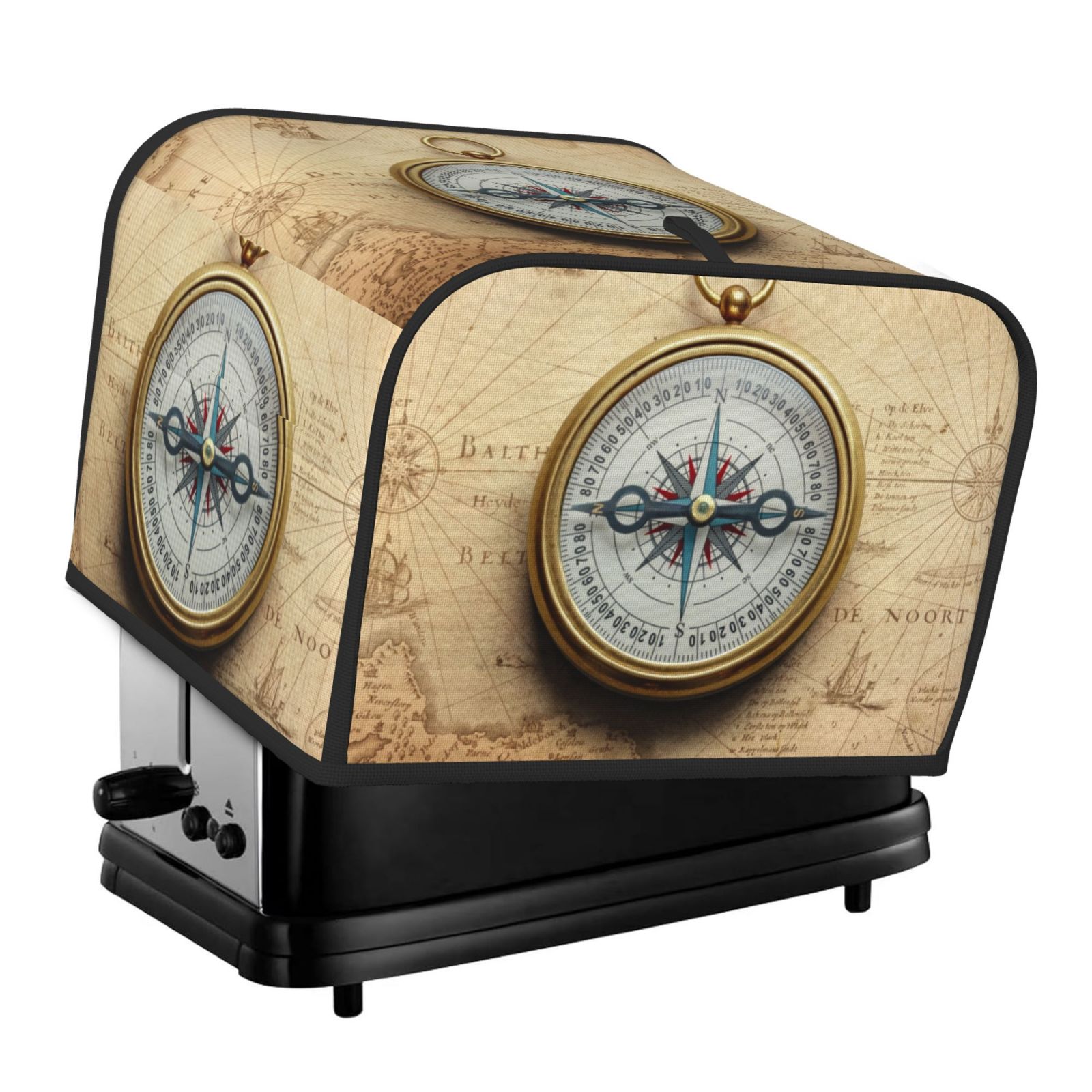 Salouo Old Compass On World Map Pattern Four Slice Bread