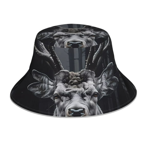 Salouo Majestic Forest Stag Print Unisex Bucket Hat, Outdoor Summer Beach Fishing Sun Hat Fun Outdoor Vacation Hat for Men Women Teens,Reversible Double-Side-Wear
