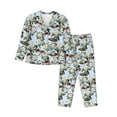 thumbnail image 1 of Salouo Mallard Ducks And Roses Pattern Women's Pajamas Set Long Sleeve Button Down Sleepwear Soft Pj Lounge Sets for women 2 Piece Pjs Set with Long Pants-XX-Large, 1 of 7