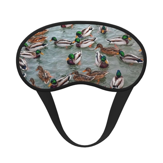 Salouo Mallard Ducks Swimming Pattern Eye Masks, 1-Pack Sleep Mask Eye Cover Washable Sleeping Eyeshade Block Sleep Shade Cover Light Reduces Traveling Gifts