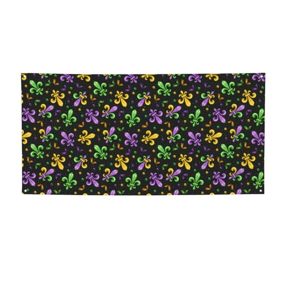 Salouo Mardi Gras Carnival4 Pattern Holiday Banner Outside Party Decoration Banner (1PC) Festival Supplies Fit for Birthday Parties & Celebrations & Chrismas-Medium
