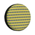 Salouo Mardi Gras Purple Yellow Plaid Print Spare Tire Cover 1417 inch
