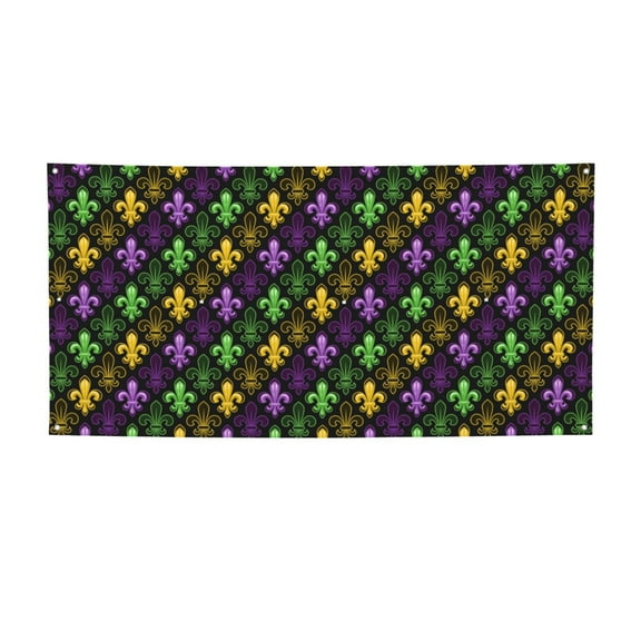 Salouo Mardi Gras1 Pattern Holiday Banner Outside Party Decoration Banner (1PC) Festival Supplies Fit for Birthday Parties & Celebrations & Chrismas-Small