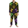 thumbnail image 1 of Salouo Mardi Gras1 Print Button-Front Long Sleeve Pajama Set for Men, Soft 2Pjs Men's Long Sleeve Sleepwear -Large, 1 of 1