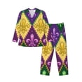thumbnail image 1 of Salouo Mardi Gras4 Print Button-Front Long Sleeve Pajama Set for Men, Soft 2Pjs Men's Long Sleeve Sleepwear-Large, 1 of 7