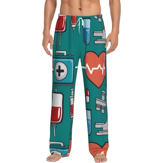 Salouo Medical Elements Print Pajama Pants for Men, Lounge Pants Elastic Waistband Casual Men's sleepwear Loungewear Sleep Pajama Pant -Small