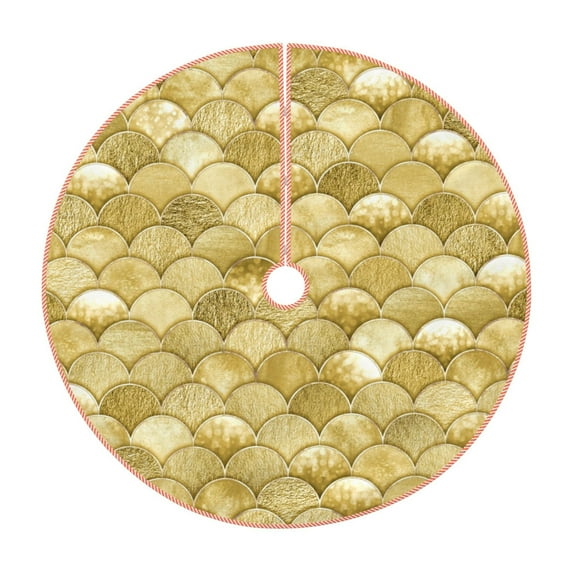 Salouo Mermaid Fish Scale Christmas Tree Skirt 30" Farmhouse Christmas Decorations Snowman Xmas Tree Skirt Tree Mat for Holiday Party Decor