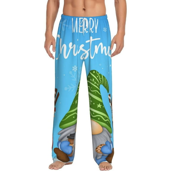 Salouo Merry Christmas Gnome Print Pajama Pants for Men, Lounge Pants Elastic Waistband Casual Men's sleepwear Loungewear Sleep Pajama Pant -X-Large