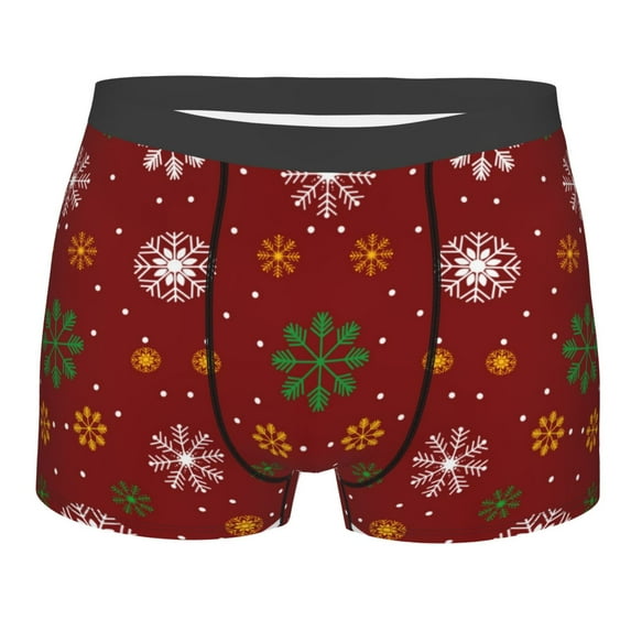 Salouo Merry Christmas Print Men's Boxer Briefs,Breathable Underwear Elastic Waistband Briefs for Men -Large