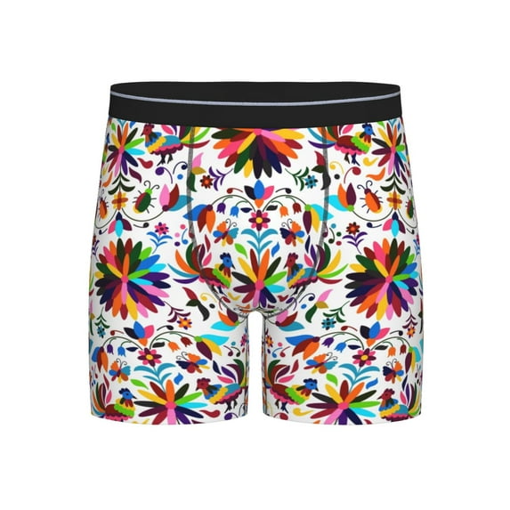 Salouo Mexican Bright Style Pattern Men's Boxer Briefs, Soft & Breathable Underwear Elastic Waistband Briefs for Men,1-Pack