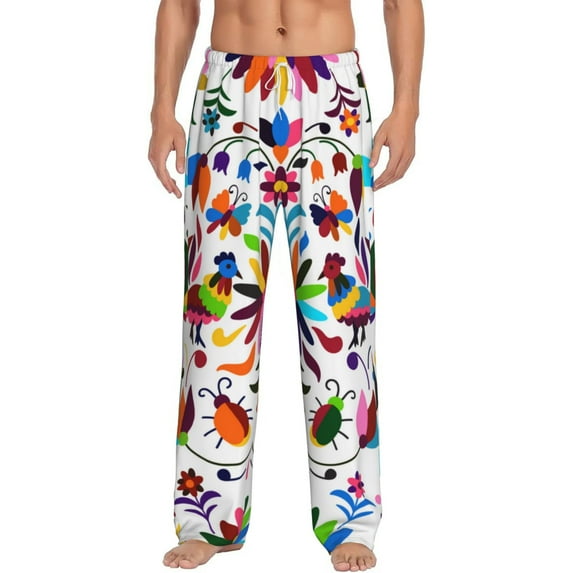 Salouo Mexican Bright Style Print Pajama Pants for Men, Lounge Pants Elastic Waistband Casual Men's sleepwear Loungewear Sleep Pajama Pant -X-Large