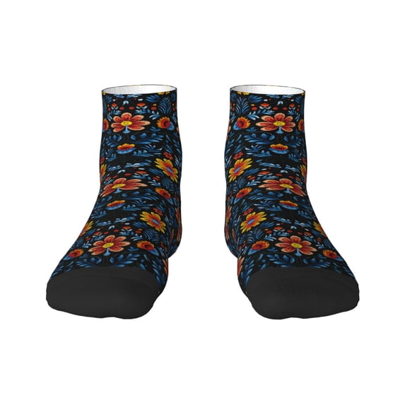 Salouo Mexican Flower Pattern Unisex Middle Tube Socks,Middle-Finger Knee High Socks Over The Calf Tube Stocking Crew Stockings for Women and Men Tube Socks