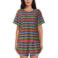 thumbnail image 1 of Salouo Mexican Leopard Serape Blanket Stripes Pattern Short-Sleeved Pajama Set for Women，Round Neck Pajamas Short Sleeve Sleepwear Set Summer Pajamas Set Lounge Sets 2-Piece Pj-3X-Large, 1 of 6