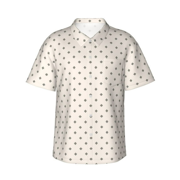 Salouo Minimalist Crosshatch Dots for Hawaiian Shirt for Men,Summer Beach Casual Short Sleeve Button Down Shirts Men's Regular-Fit Short-Sleeve Print Shirt -Medium