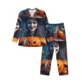 thumbnail image 1 of Salouo Modern Style Pumpkin Witch Print Button-Front Long Sleeve Pajama Set for Men, Soft 2Pjs Men's Long Sleeve Sleepwear-X-Large, 1 of 7