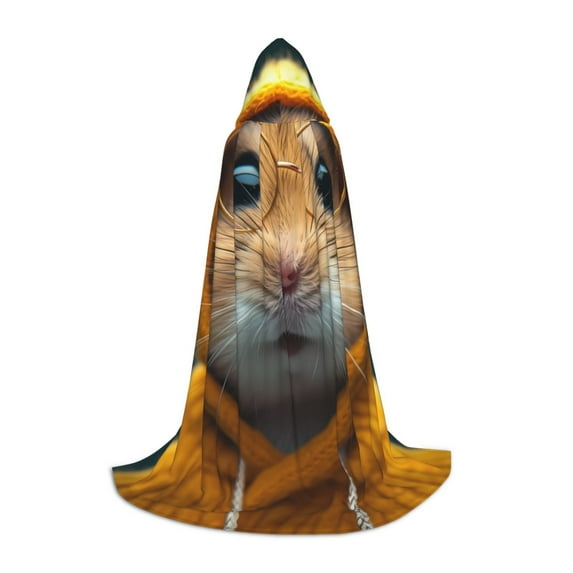 Salouo Modern Yellow Sweater Guinea Pig for Kid's Hooded Cape Halloween Costume Cloak Full Length Hooded Cloak Costume Accessory for Costume Parties & Themed Events-Large