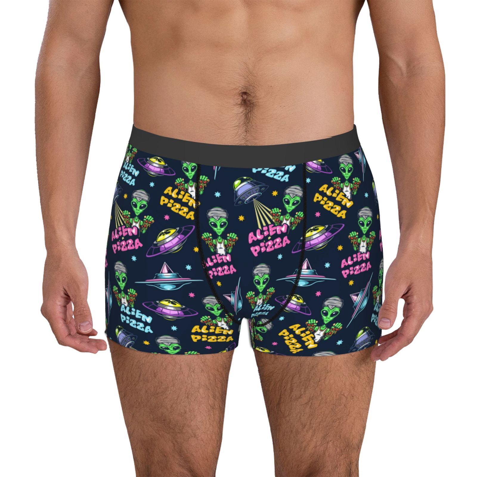Salouo Monster Pizza Print Men's Boxer Briefs,Breathable Underwear ...