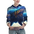 thumbnail image 1 of Salouo Moonlit Blue Wolf Pattern Hoodie Sweatshirts for Women, Autumn Pullover Hoodie Workout Sweat Women's Long Sleeve Preppy Sweatshirts-X-Large, 1 of 7
