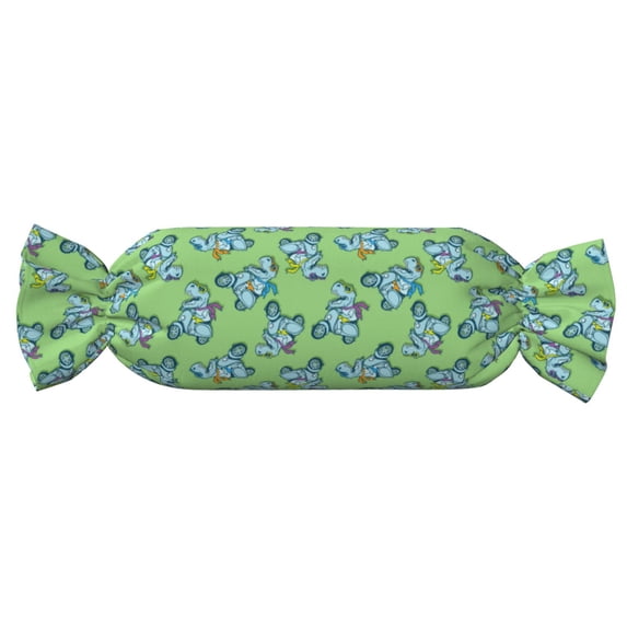 Salouo Motorcycle Riding Dinosaur Pattern Cute Bolster Pillow,Cylindrical Pillow Long Pillow for Bed Round Side Pillow for Knee/Leg/Neck ,- Length 24.4" x 9.8" Diameter