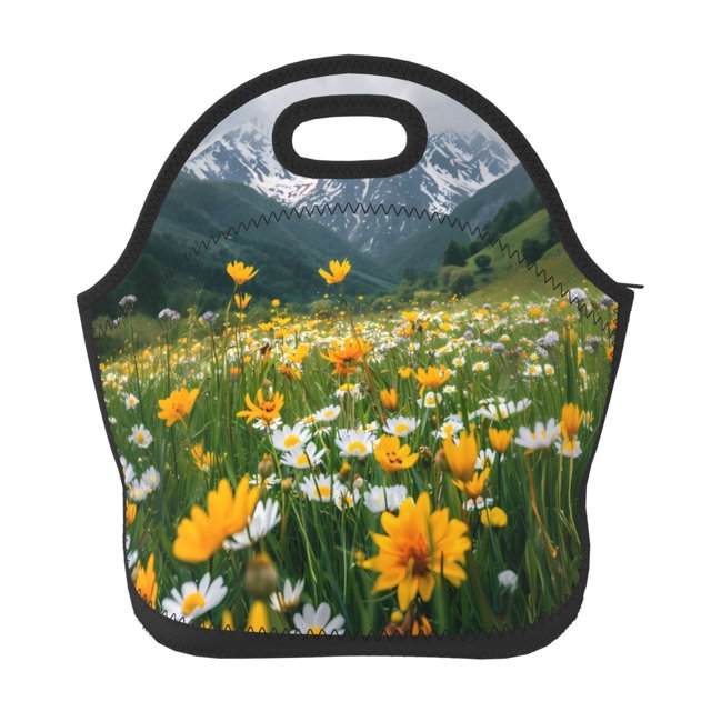 Salouo Mountain Daisy Meadow for Lunch Tote,Lunch Bag Insulated Lunch
