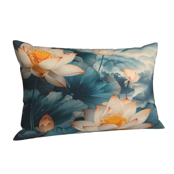 Salouo Mountain Lotus Serenity Pattern Pillow Cases,1PC Pillow Covers with Envelope Closure Decorative Pillow Case for Bed Couch,Pillows Not Included-16"x24"